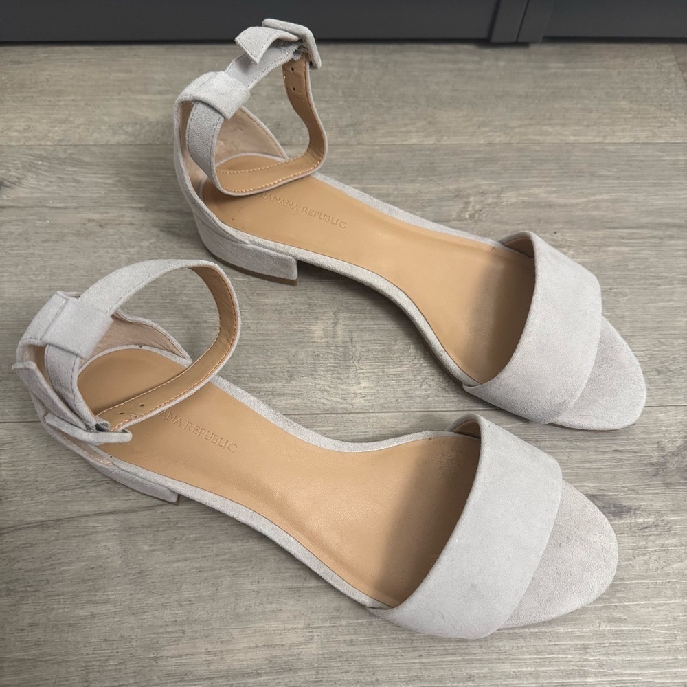 Banana Republic Suede Ankle-Strap Low Heel Sandal